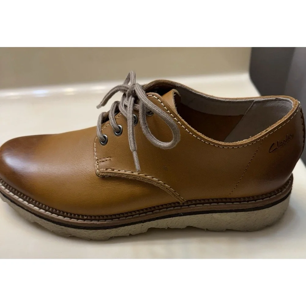 Clarks Frelan Walk Oxford Dress Shoe Size 7 1/2 Cognac